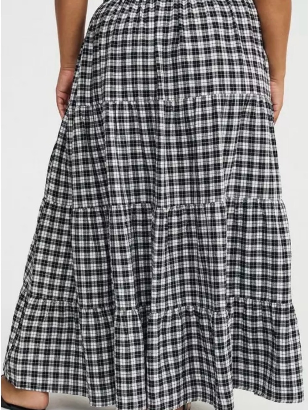 4XL Black and White Plaid Tiered Maxi Skirt - Picture 2 of 3